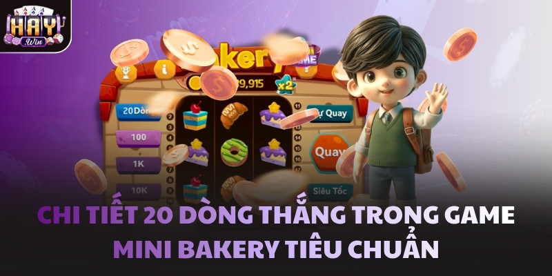 Chi tiết 20 dòng thắng trong game Mini Bakery tiêu chuẩn